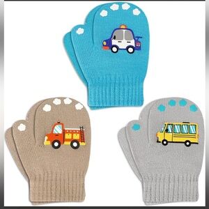 BRAND NEW up to 3T Kids Colorful Vehicle Mittens Set gloves